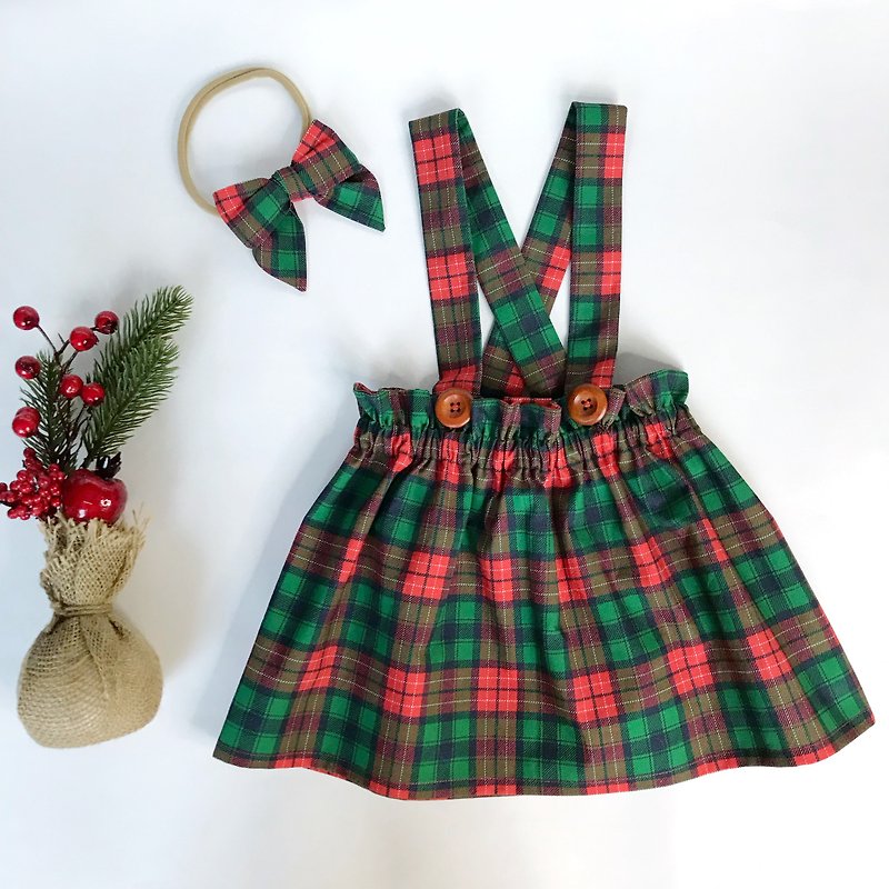 Suspender skirt , plaid skirt , buffalo plaid dress , tartan skirt baby girl - Skirts - Cotton & Hemp Red