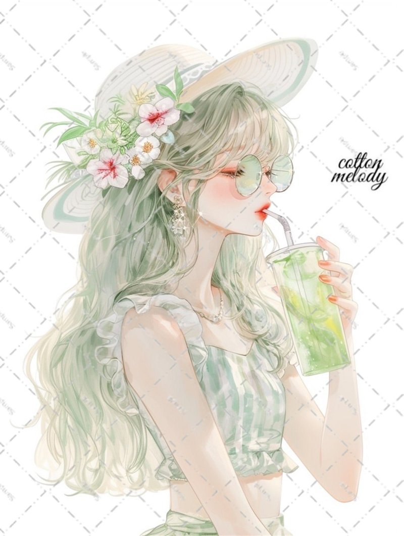 original sticker no.6112 人物ステッカー オリジナルステッカー 人物ステッカー 女の子ステッカー オリジナル人物ステッカー - 貼紙 - 紙 