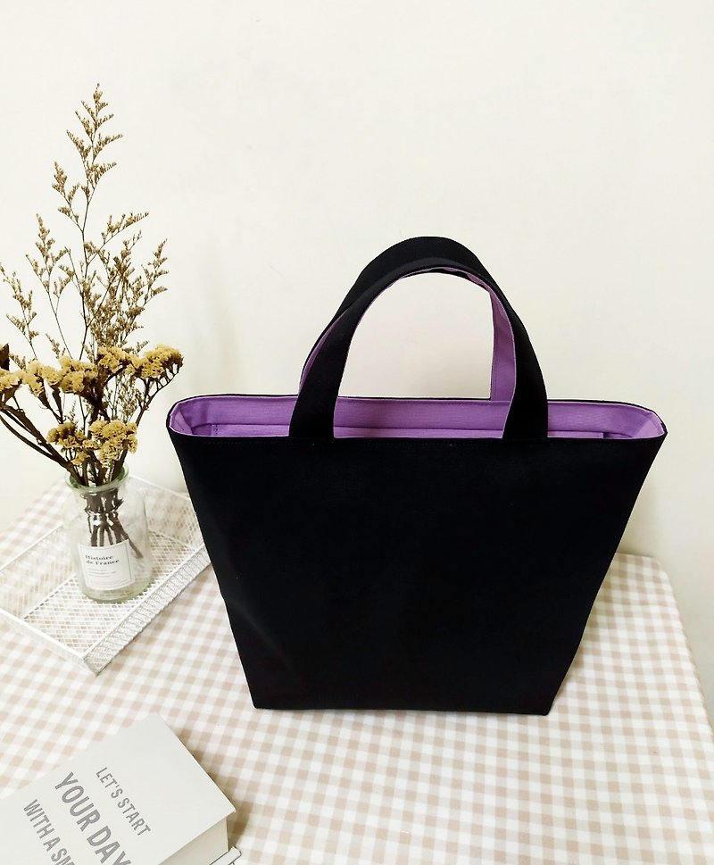 Jiajiajiu L series handbag/canvas shoulder bag/A4 book bag/elegant black/in pre-order - Handbags & Totes - Cotton & Hemp Black