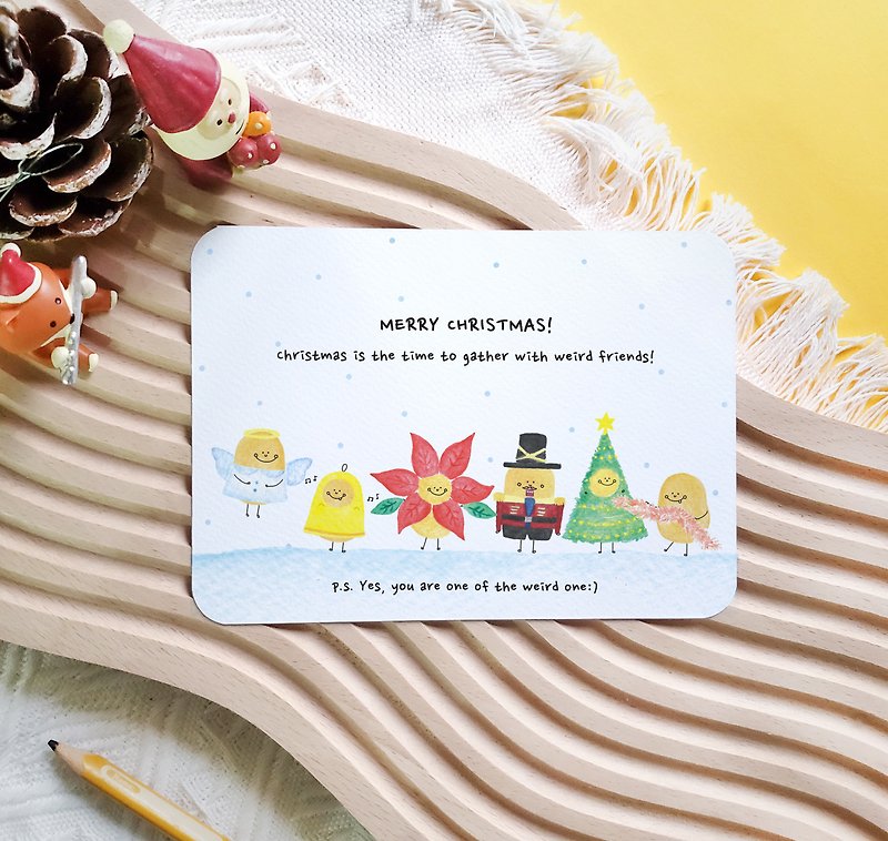 Little Potato Christmas Card - Quirky Friends - การ์ด/โปสการ์ด - กระดาษ สีเหลือง