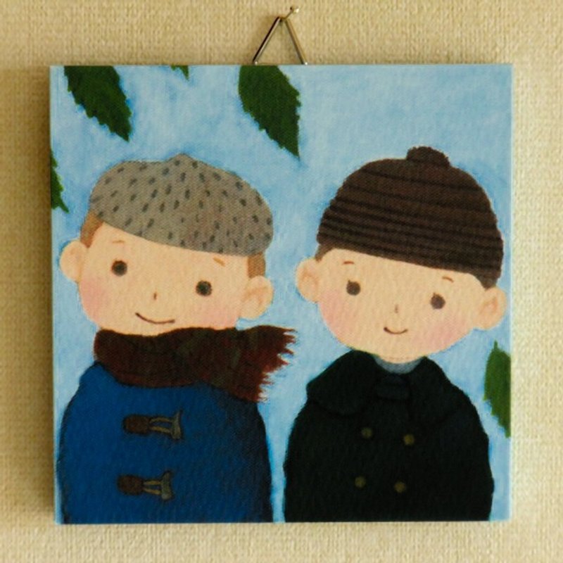 Mini panel No.17 / Acorn Boys with Acorn Eyes - โปสเตอร์ - กระดาษ สีน้ำเงิน