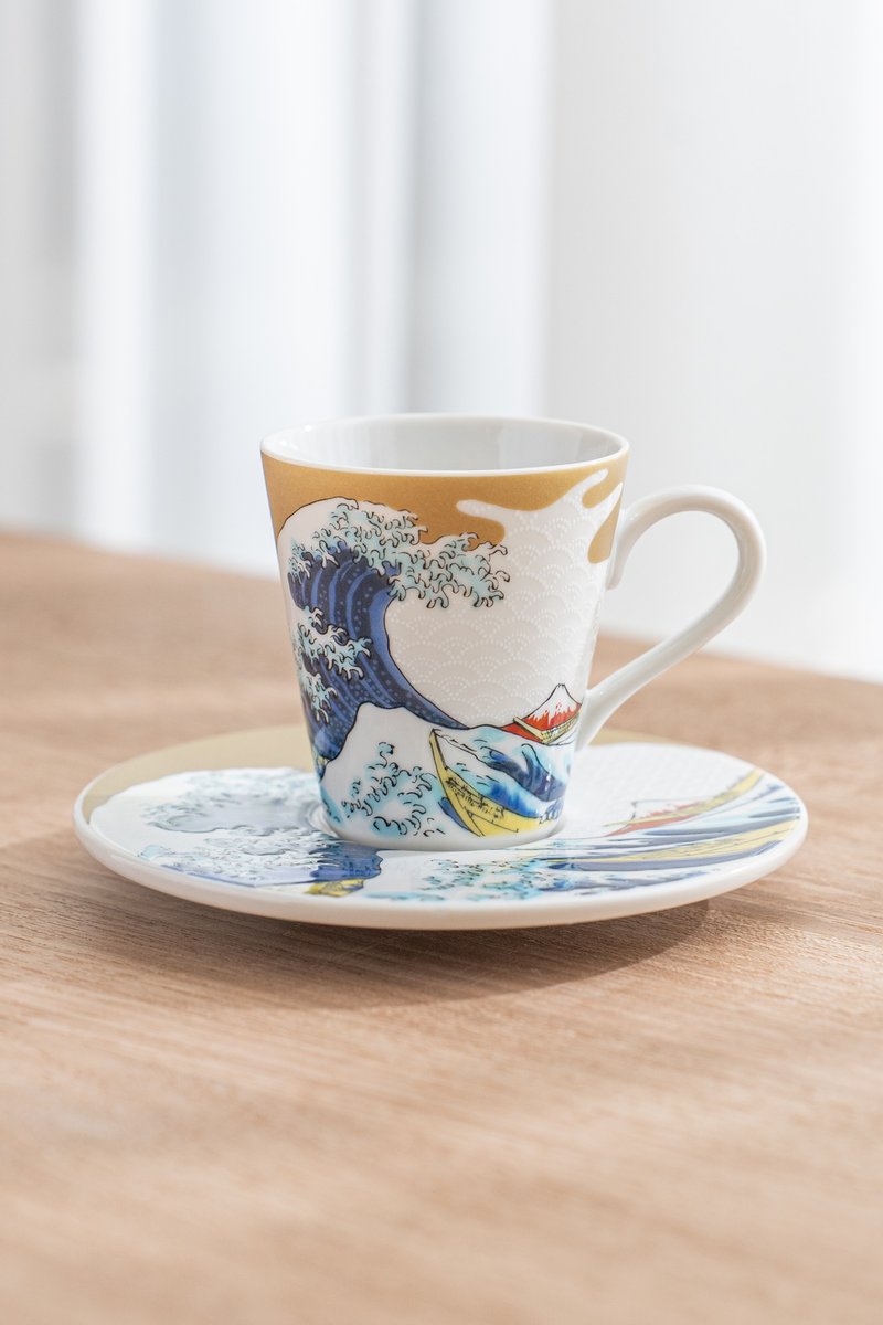 【生日禮物】北齋波Espresso咖啡杯盤組 /九谷青郊窯 - 咖啡杯/馬克杯 - 瓷 藍色