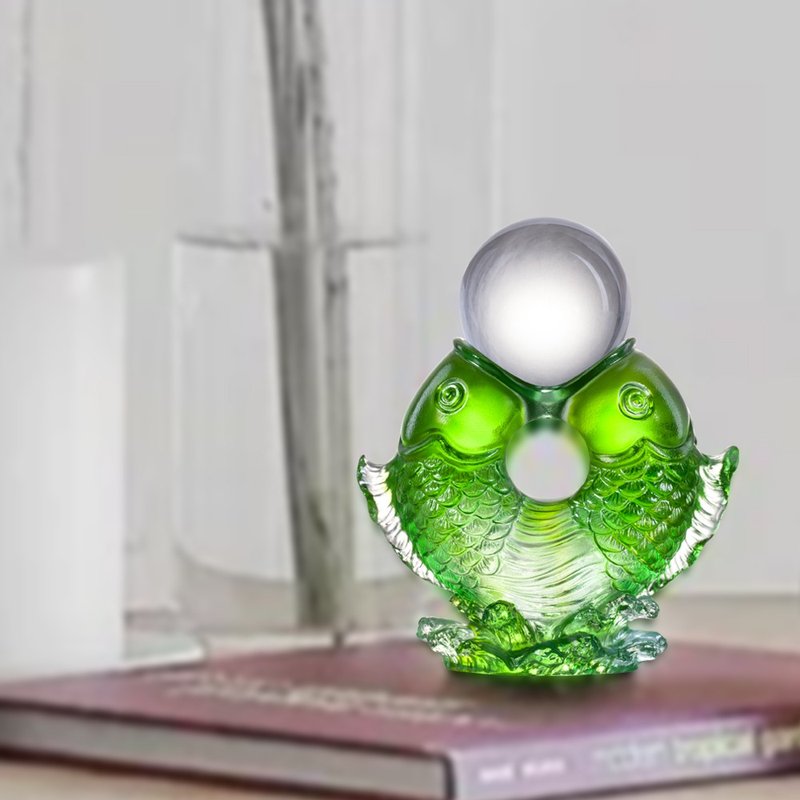 LIULI LIVING 雙魚轉如意 魚躍龍門 富貴成功 一杆進洞禮 - 擺飾/家飾品 - 琉璃 