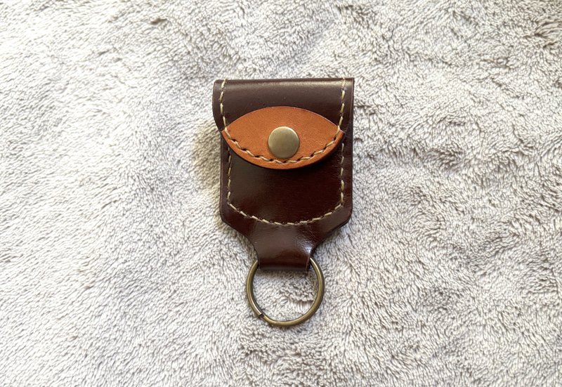 POPO│迷你│皮革鑰匙包 leather - 鑰匙圈/鑰匙包 - 真皮 咖啡色