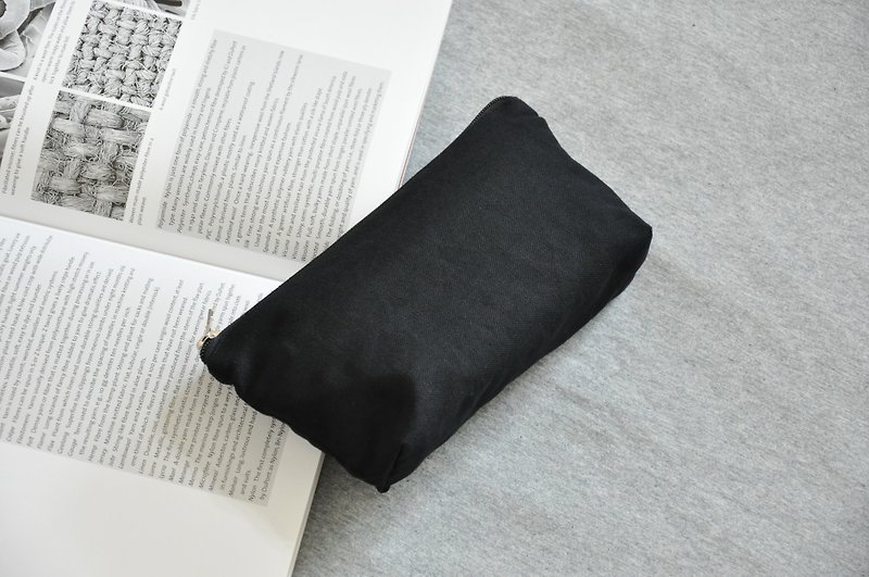 Small size long version cosmetic bag - Toiletry Bags & Pouches - Cotton & Hemp Black