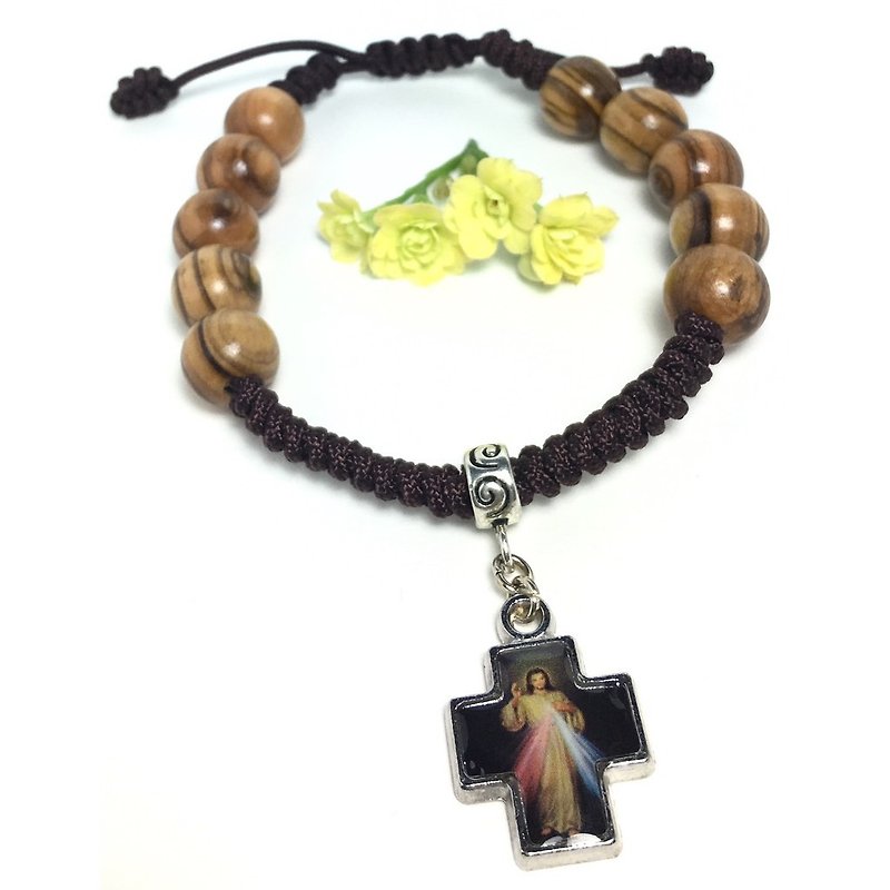 Israel Imported Olive Wood Rosary Bracelet Left and Right 5 10mm Jesus 8251002 - สร้อยข้อมือ - ไม้ สีนำ้ตาล
