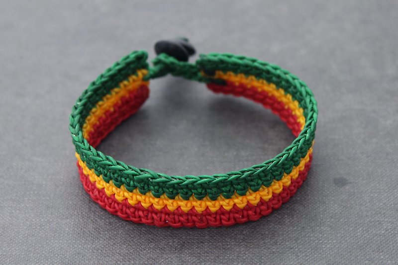 Rasta Knitted Woven Color Stripes Bracelets Reggae For Men Women Unisex - สร้อยข้อมือ - ผ้าฝ้าย/ผ้าลินิน หลากหลายสี