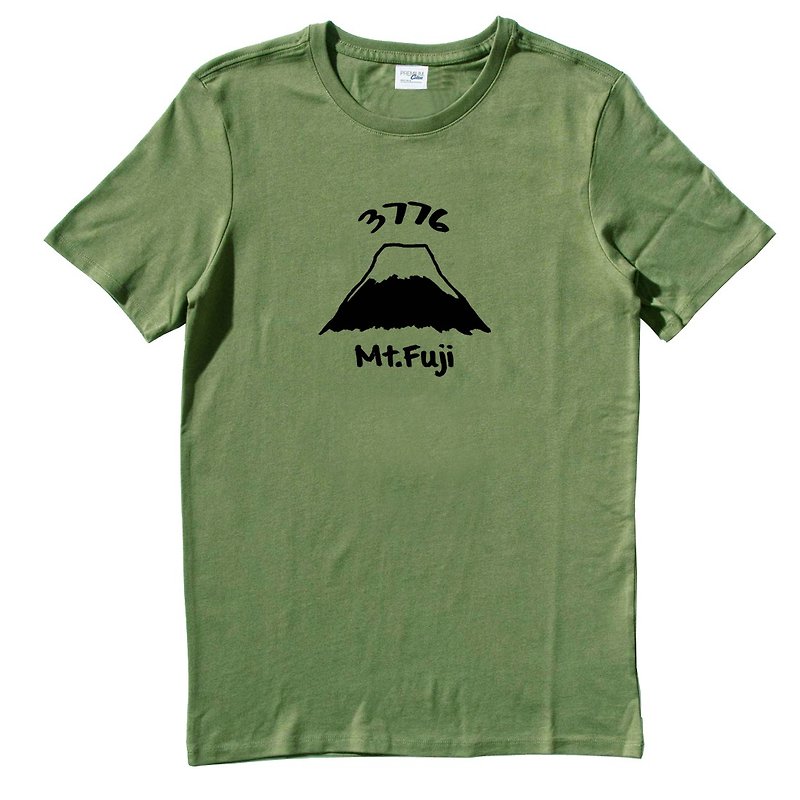Mt Fuji 3776 unisex army green t shirt - เสื้อยืดผู้ชาย - ผ้าฝ้าย/ผ้าลินิน 