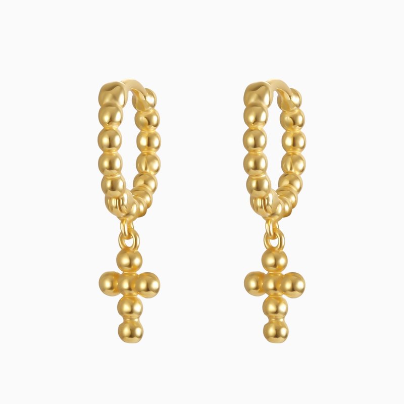 Mini Pave Dot Cross Drop Huggie Earrings - Earrings & Clip-ons - Other Metals Multicolor