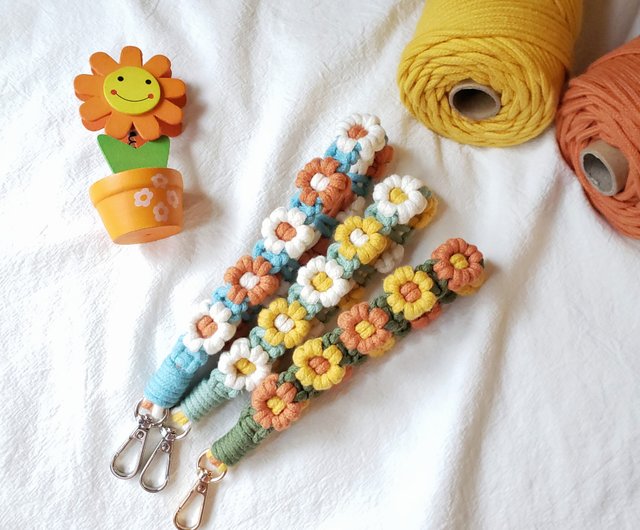 編み込み花柄携帯電話ストラップ手首ストラップ - ショップ