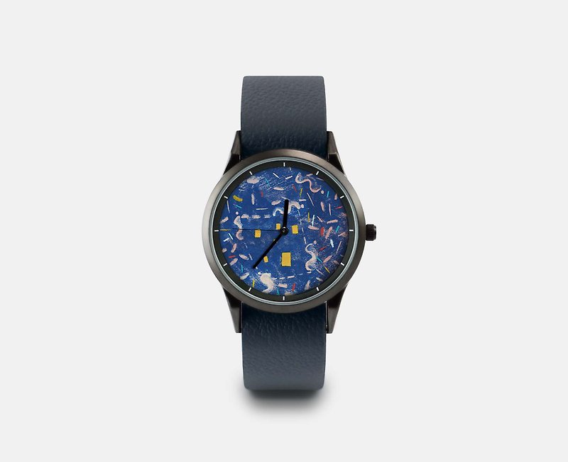 插畫X手錶-霓虹窗 - 男錶/中性錶 - 其他金屬 藍色