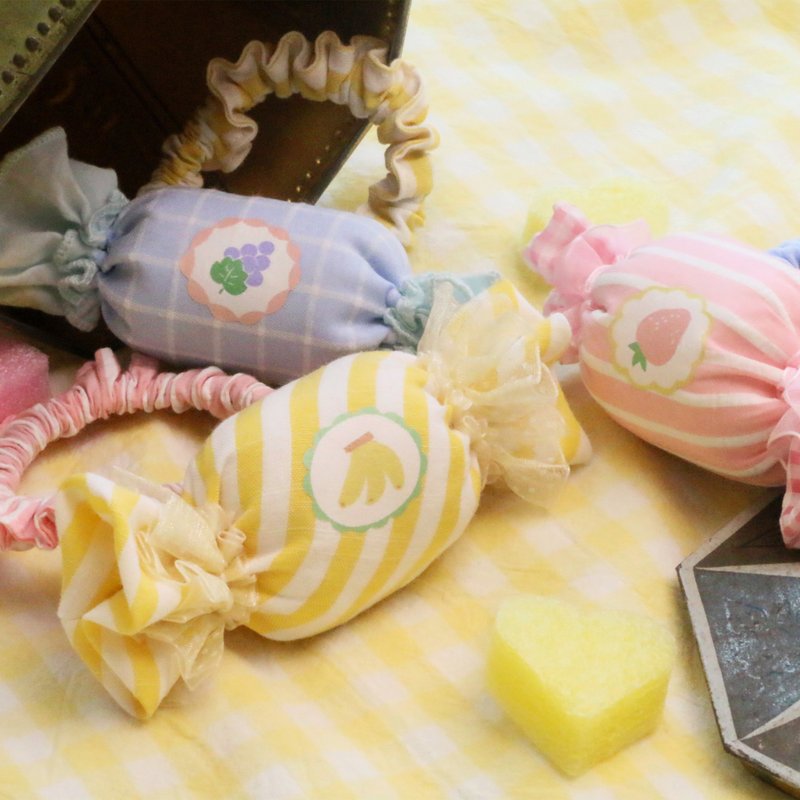 Candy Hairband 80s Retro Showa Cute Fruit Hairband Printed Fabric Splicing - ที่คาดผม - วัสดุอื่นๆ หลากหลายสี