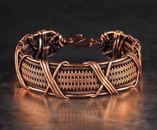 Braided Copper Jewelry for Men or Women, store Brass wire Jewelry, Brass Cuff Bracelet, Holiday Gift Ideas