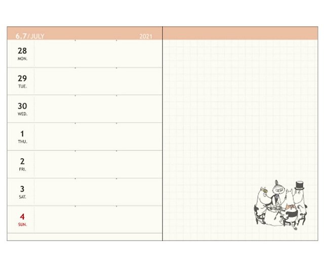 Moomin露露米 21 A6週刊ハンドブックカレンダー ムーミン渓谷 ショップ Iam Select Shop ノート 手帳 Pinkoi