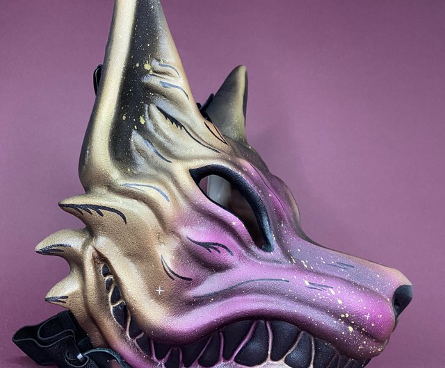 Hand-Painted Fox Kitsune Mask Pink – Japanese Oni Masks