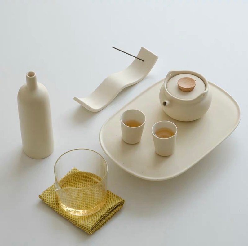 聞說|JAKUJOU寂然茶具套裝 - 茶壺/茶杯/茶具 - 陶 白色