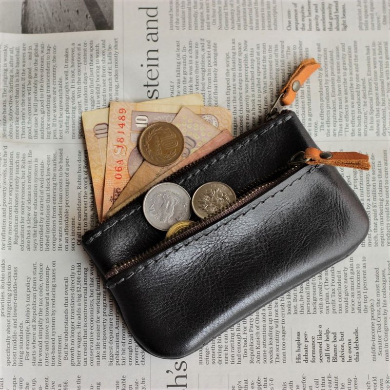 Double zipper coin purse / Convenient for sorting / Name can be added / Made in Japan / g-61 [Customizable gift] - Coin Purses - Genuine Leather Orange