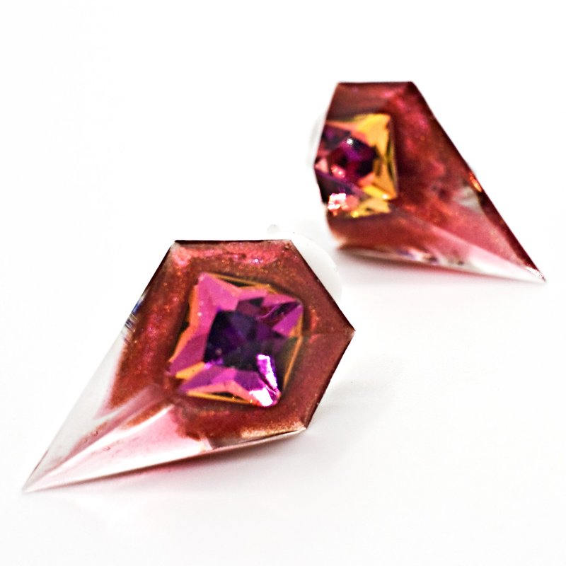 Acute Pentagon Clip-On(Magma Ocean) - Earrings & Clip-ons - Resin Multicolor