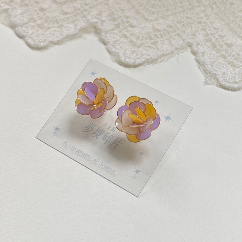 現貨 夢境結晶 櫻草 | 耳環 可改 夾式耳環 - 耳環/耳夾/耳骨夾 - 樹脂 紫色