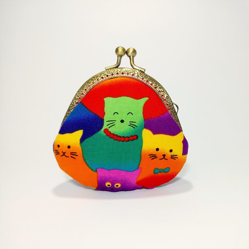 [Colorful Meow Health] Golden Mouth Coin Purse Clutch - Clutch Bags - Cotton & Hemp Multicolor