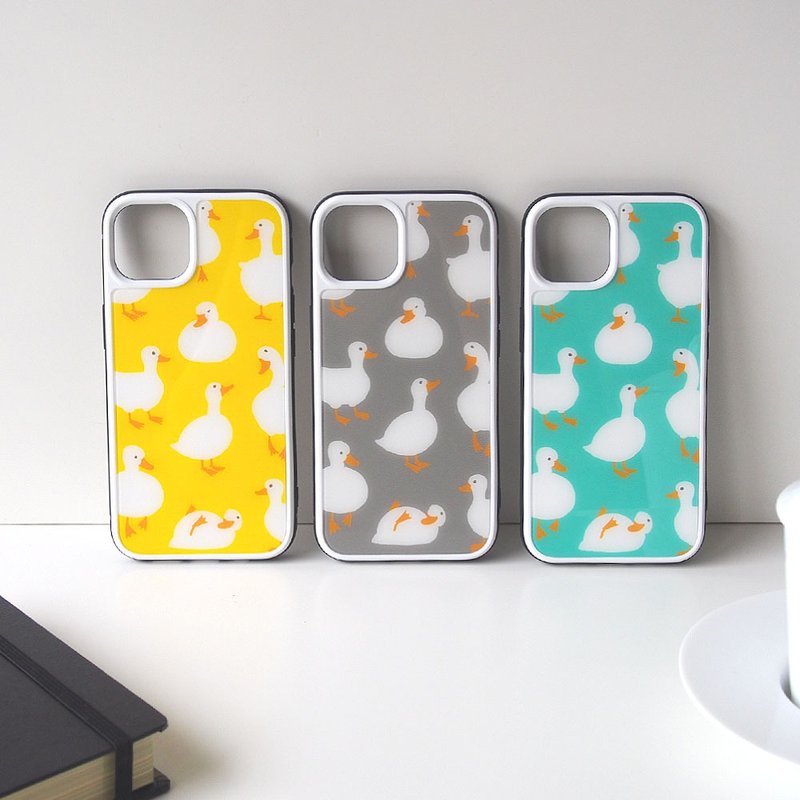 Tempered Glass iPhone Case - Carefree Ducks - - เคส/ซองมือถือ - พลาสติก สีเหลือง