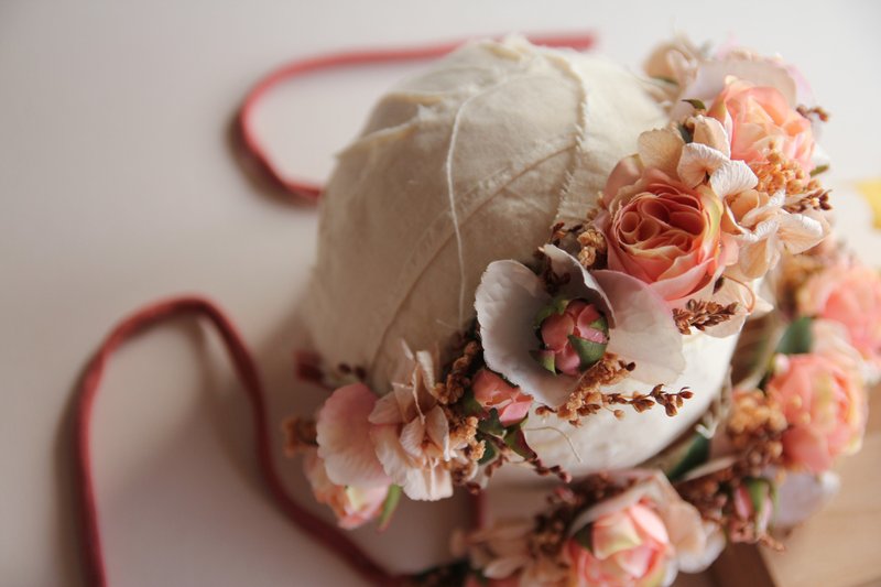 嬰兒頭帶 寶寶頭帶 嬰兒頭飾 頭飾 彌月禮物 彌月頭飾 百日宴頭飾 - 嬰兒帽子/髮帶 - 棉．麻 橘色