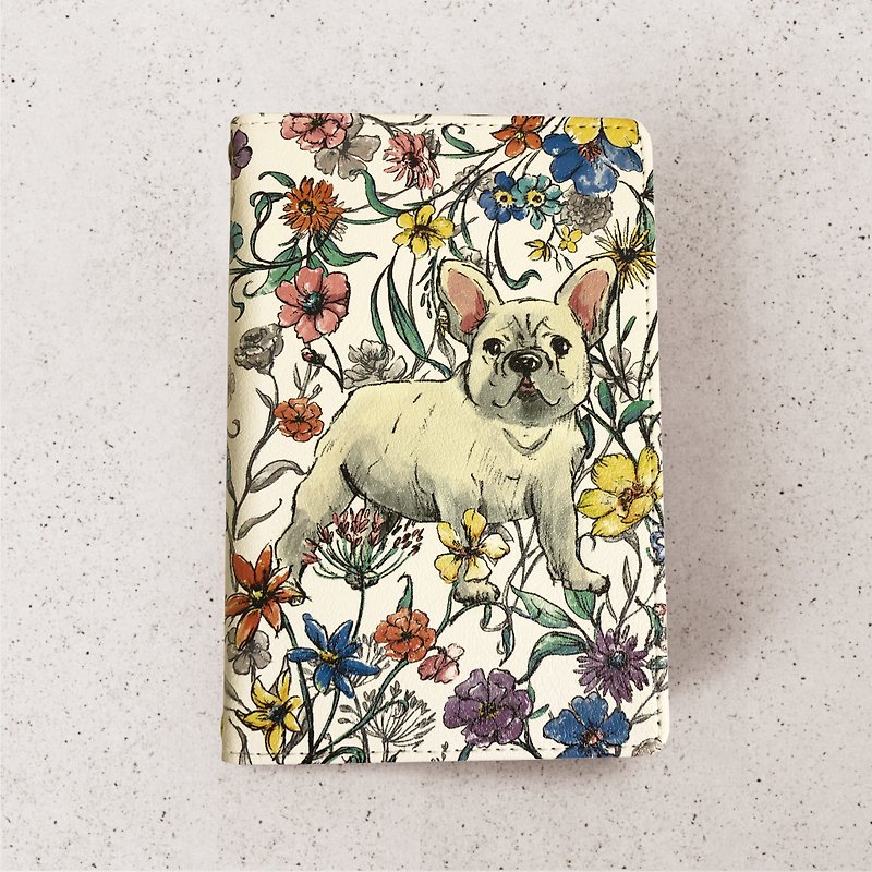 Faux Leather Other - French bulldog & Flowers Passport Case