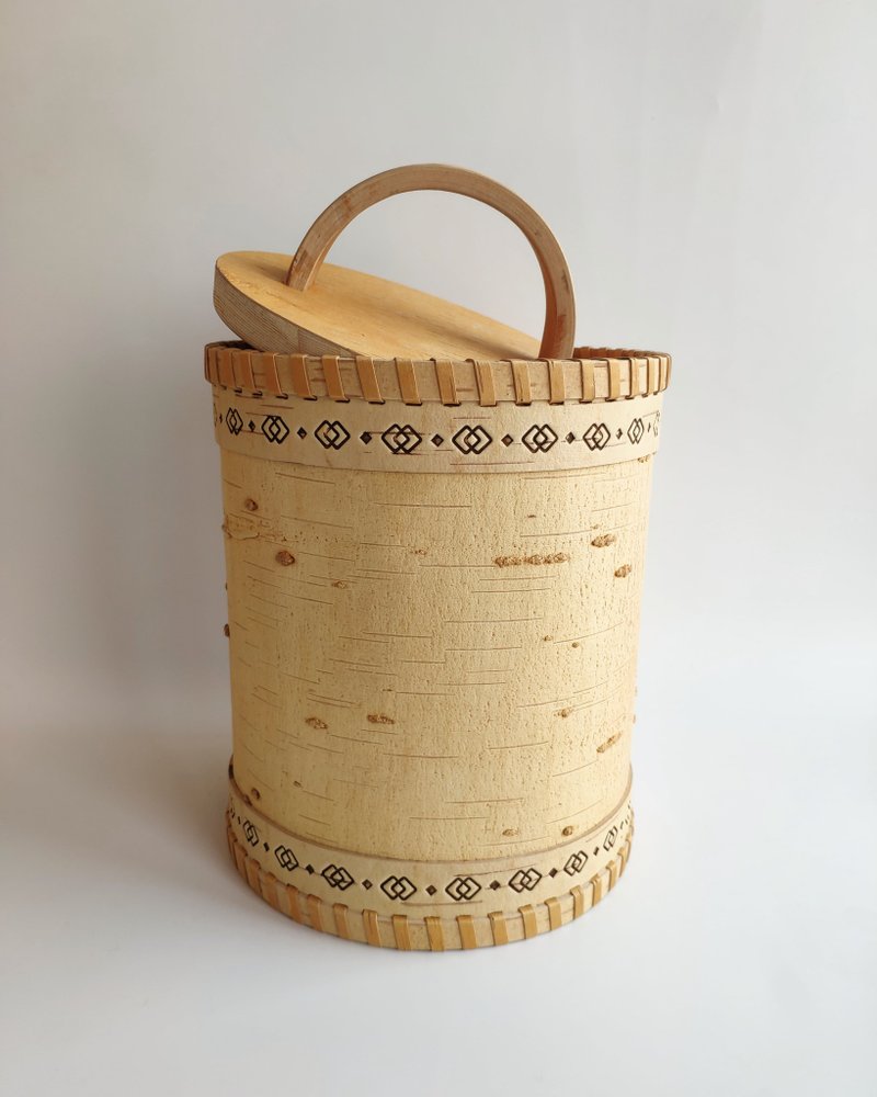 Birch bark box, birch bark canister, tea box - 居家收納/收納盒/儲物盒 - 木頭 