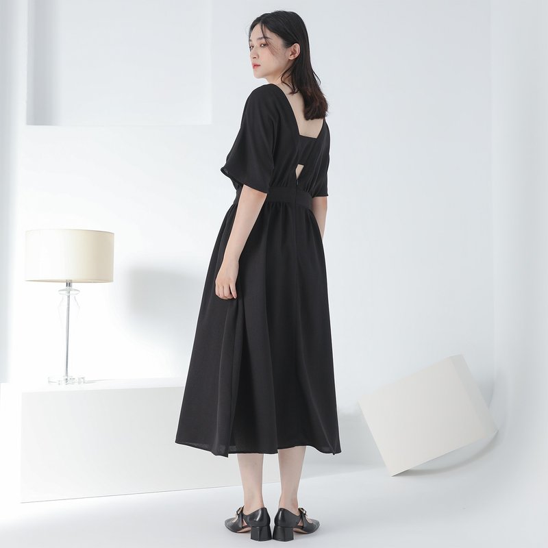 [Classic Original] Galaxy_Galaxy Dinner Hollow Dress_CLD007_Black - One Piece Dresses - Polyester Black