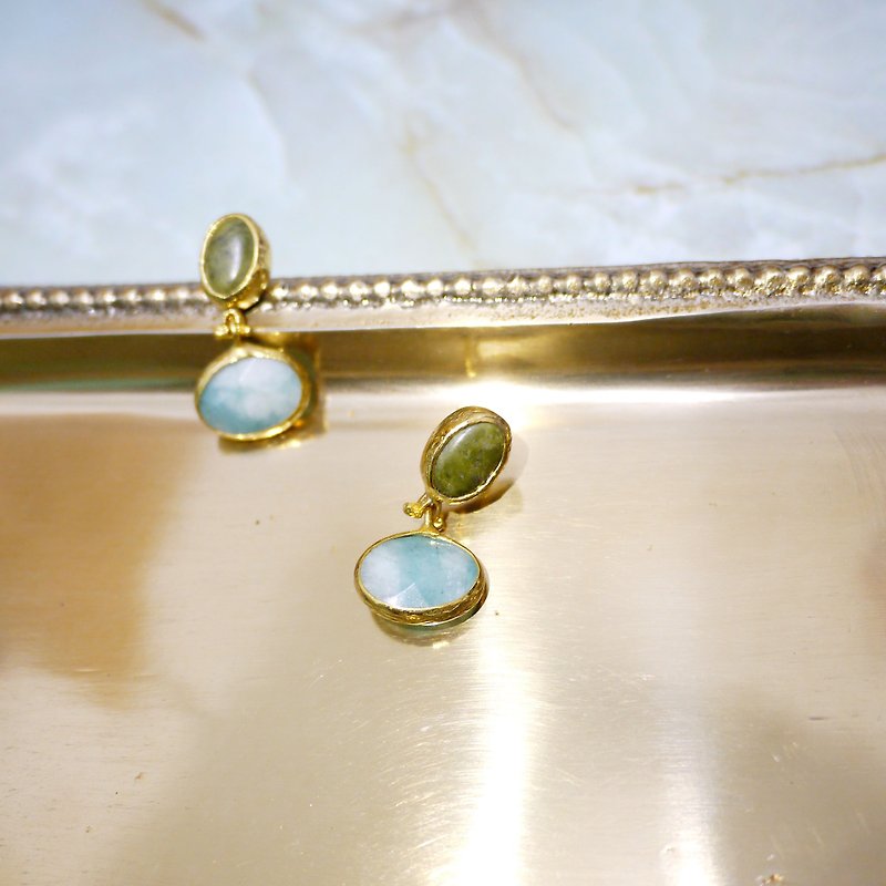 Elegant Egyptian natural stone gold earrings - Earrings & Clip-ons - Gemstone Multicolor