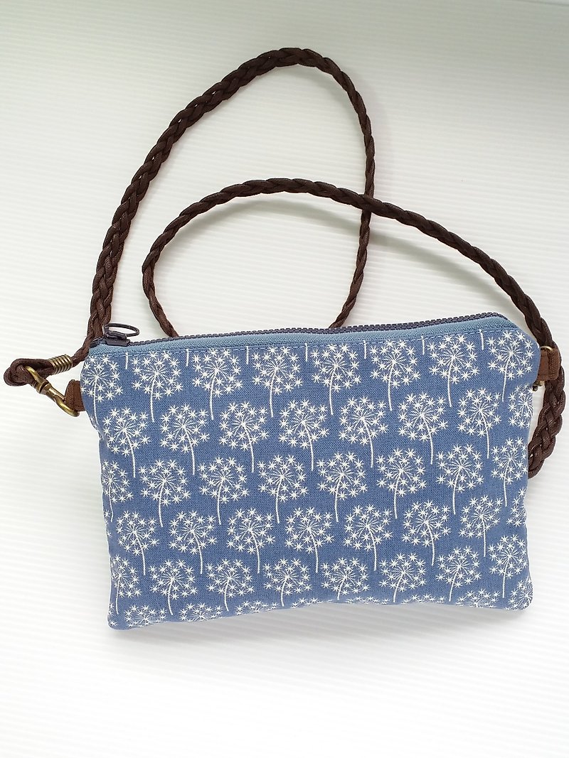Blue Dandelion stylish lightweight shoulder bag oblique - Messenger Bags & Sling Bags - Cotton & Hemp Blue