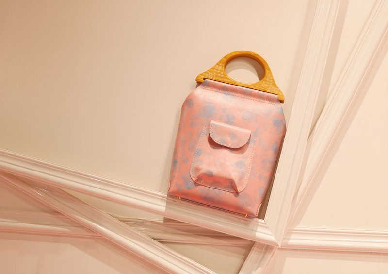 He Fei ophirhe-dream handle bag original hand-painted leather bag - Clutch Bags - Genuine Leather Pink