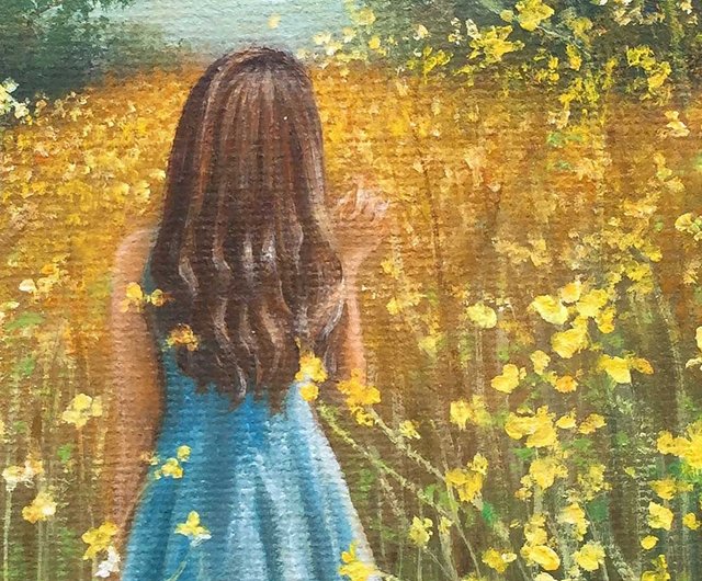 油絵（小花）額装　小さな絵 Amazon.co.jp: 木村咲 黄色い小花 F6号 受注制作 油彩画 油絵