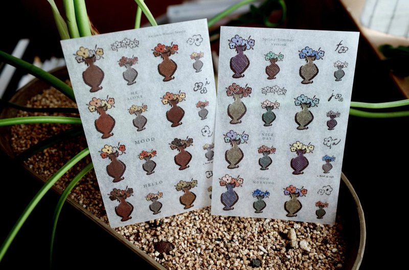 [Fields] Pocket Book Series // Transfer Sticker Set | Beautiful Flowers in Vases - Stickers - Plastic Multicolor
