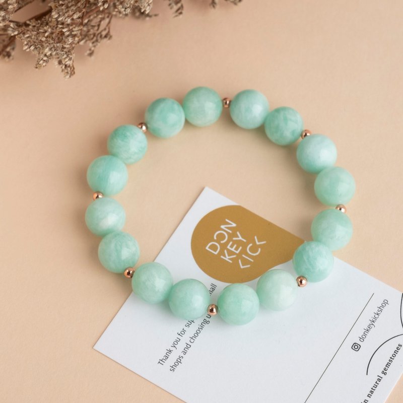 Tiffany green Amazonite genuine gemstones stretch bracelet gift for her - Bracelets - Crystal Green
