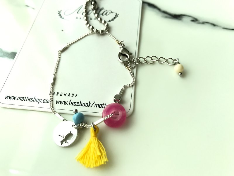 Thailand Motta design-tassel small bird cage delicate bracelet - Bracelets - Other Materials Pink