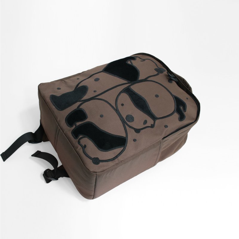 Child panda embroidery, rucksack - Backpacks - Nylon Brown