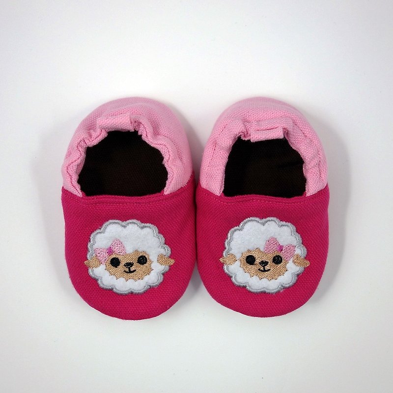 （うさぎミントベビー）羊刺繍綿の赤ん坊の幼児の靴 - （C0007） - キッズシューズ - コットン・麻 ピンク