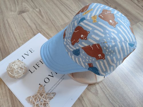 TrueLi Colors 手作童裝 | 嬰幼兒用品 | 彌月禮盒 【鴨舌帽】森林懶熊 | 有機棉柔軟可塑形寶寶遮陽帽 童帽 軟帽