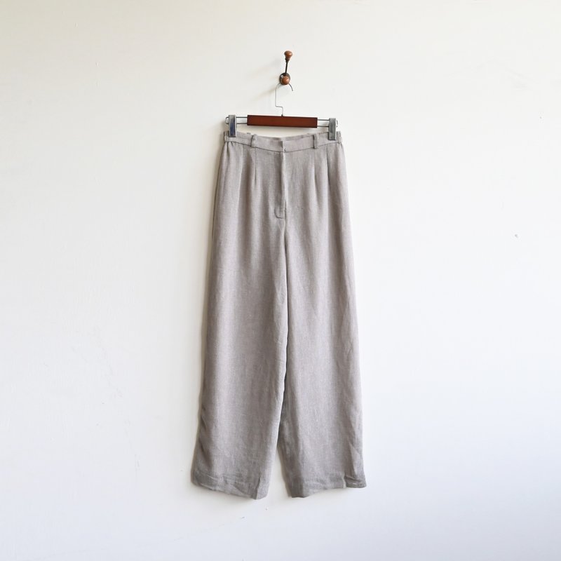 [Egg Plant Vintage] Lifestyle Japanese-made high-waisted vintage wide pants - กางเกงขายาว - ไฟเบอร์อื่นๆ 