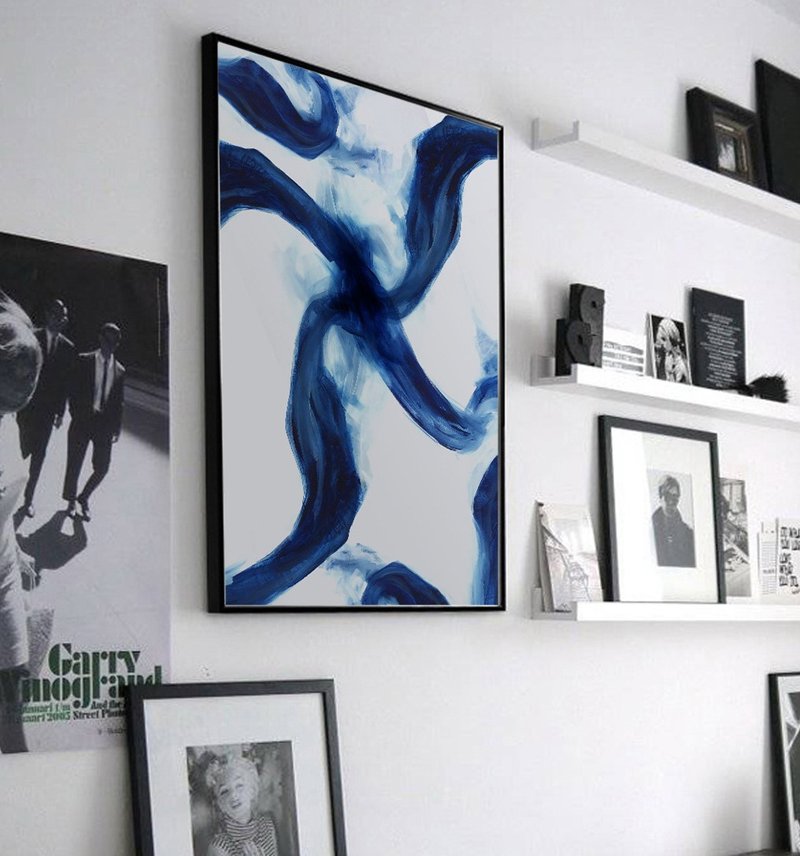Blue wave water pattern_hanging painting_color series_made in Taiwan and shipped quickly in two working days - Posters - Cotton & Hemp Blue