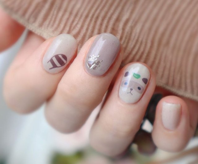 Lunacaca ジェルネイルシール】C01096 リトルアライグマ 簡単に剥が