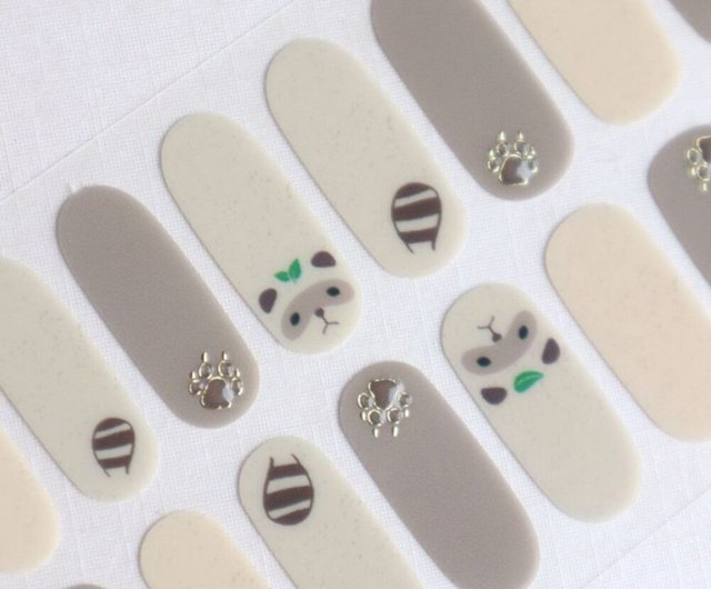 Lunacaca ジェルネイルシール】C01096 リトルアライグマ 簡単に