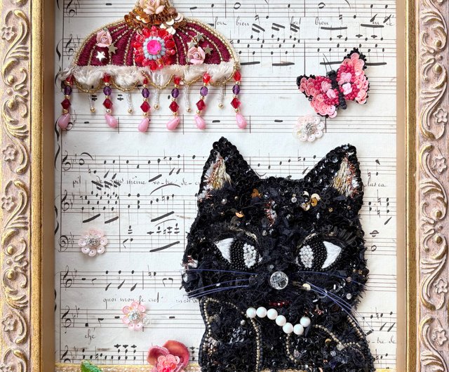 ビーズ刺繍アート 額装 猫 Cat's Bar - ショップ ビーズ刺繍