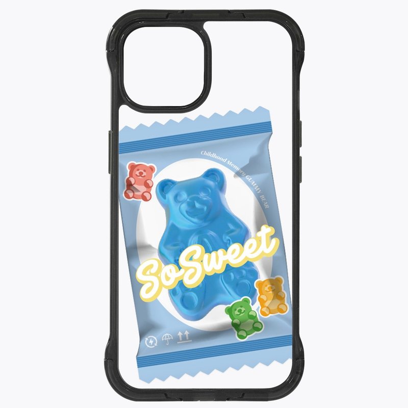 Gummy Bear Blueberry Flavor Stand Case Standard Transparent Black iPhone 16 15 14 13 Pro Max - เคส/ซองมือถือ - วัสดุอื่นๆ สีใส