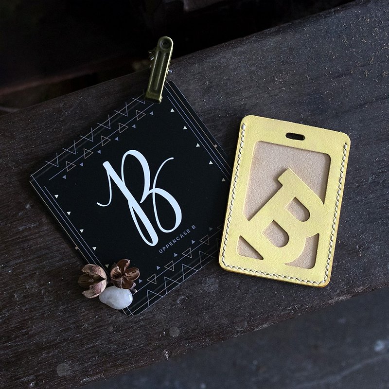 Alphabet Card Holder。Lanyard Version A-G - Leather Goods - Genuine Leather Yellow