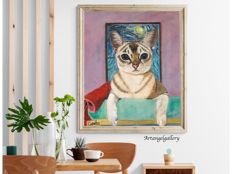 Angel Gallery/ Pet Hand-made Custom Paintings/ Custom-made Paintings/Gifts/Memorial Gifts/Handmade Oil Paintings - Customized Portraits - Cotton & Hemp Multicolor
