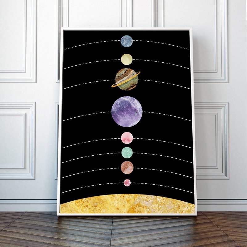 Planets of Solar System, Space Art Print for Kids Room Decor - 壁貼/牆壁裝飾 - 紙 