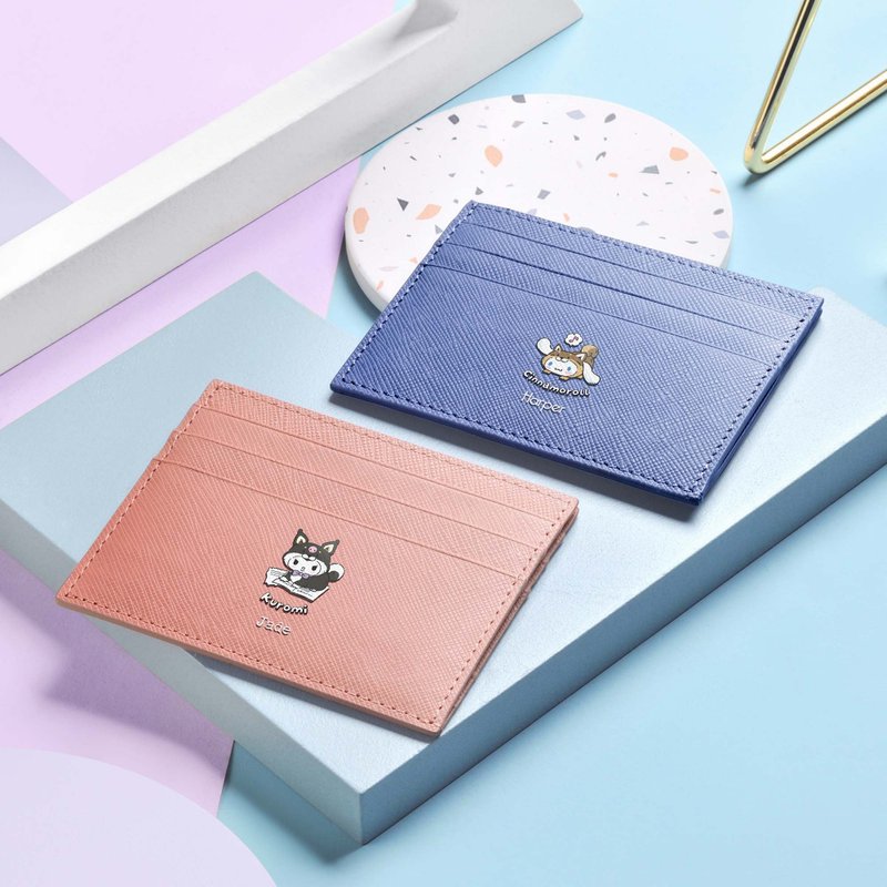 Sanrio characters Customzied UV Printed Leather Card Holder (4 Colours) - ที่ใส่บัตรคล้องคอ - หนังแท้ สึชมพู