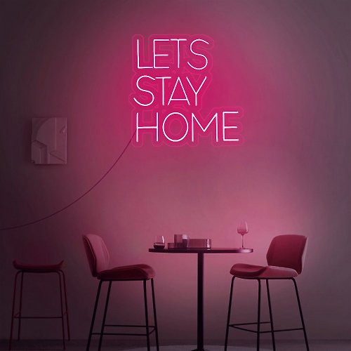 霓虹燈客制 Let's Stay Home霓虹燈LED發光字Neon Sign禮物手作設計燈